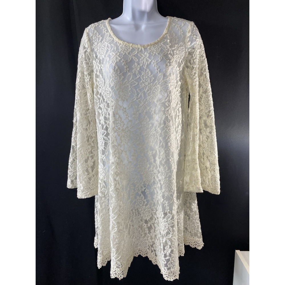Massini Womens Shear Lace Dress Size Medium Victorian Whimsical Fairycore Dainty